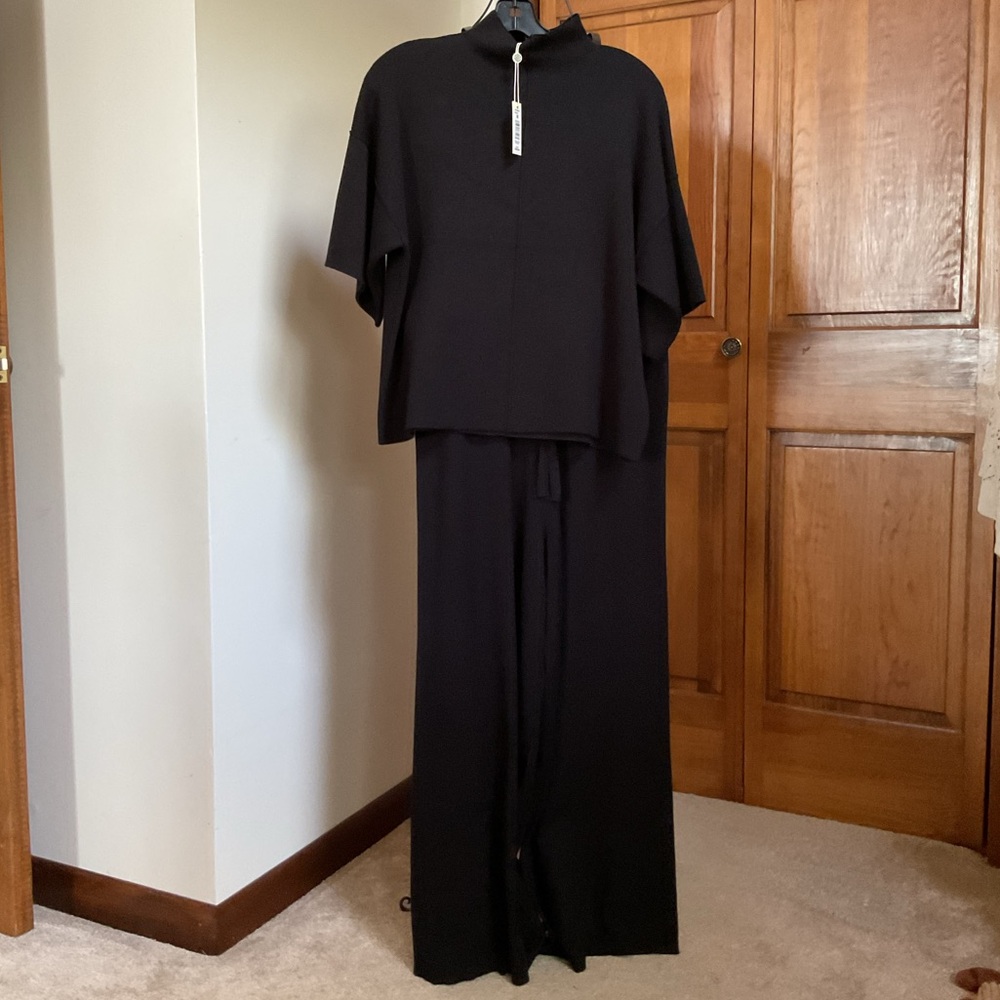 Max Studio Black Wide-Leg Jumpsuit with Boxy Top